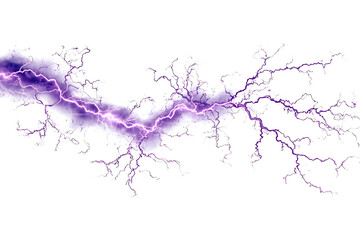 Fototapeta premium Abstract purple lightning bolt with intricate branches against a white background