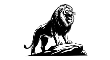 Silhouette lion roaring 
