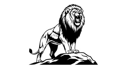 Silhouette lion on white background 