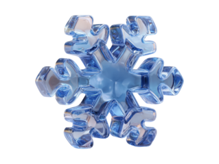 Isolated Elegant Blue Snowflake Shape on Transparent Background
