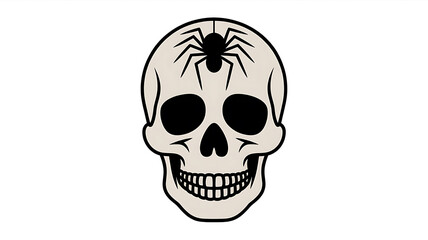 Obraz premium Skull with spider, spooky graphic design. 