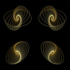 Golden Abstract Spiral Design on Black Background