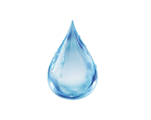 A single, stylized water drop