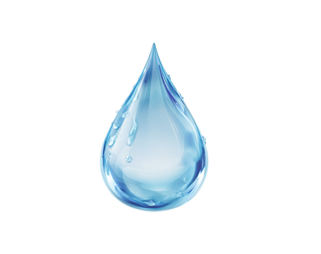 A single, stylized water drop