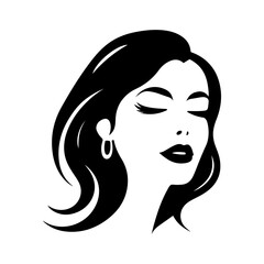 Glamorous female portrait design showcases simple lines, ideal for beauty salons, cosmetics, and fashion with an elegant and refined aesthetic.