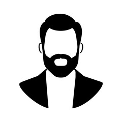 A minimalist style graphic of a bearded man in a suit offers a strong visual for professional representation and avatar use.