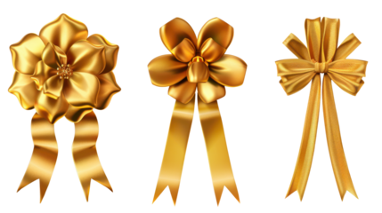 Elegant Gold Ribbons and Bows for Decorative Celebrations and Gifts