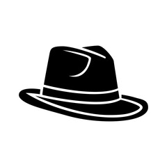 Stylish fedora design in solid black, perfect for apparel or graphic accents with timeless vintage charm and a classic silhouette.