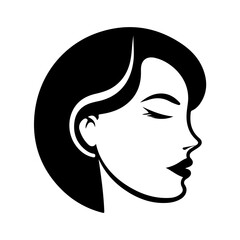 A minimalist stylized woman face design suitable for beauty, fashion, or spa logos with elegant, clean lines and simple shapes.
