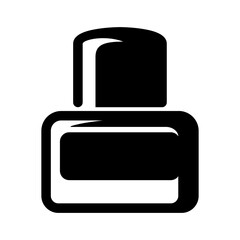 Simple black icon showing a square perfume bottle with curved edges for use in beauty and fashion designs, elegant presentation and minimalist layouts.
