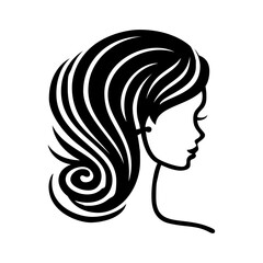 Beautiful woman silhouette with elegant hairstyle offers classic artistic style for branding in beauty salons and fashion design.