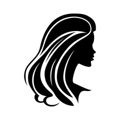 Beautiful woman silhouette with flowing hairstyle presents an elegant and modern design element suitable for various creative projects.