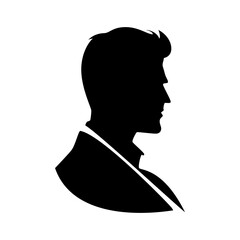 Handsome man silhouette profile conveys a modern, elegant style suitable for logo, icon, or fashion related designs and graphics.