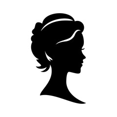 Elegant silhouette of a woman's head in profile, showcasing sophisticated hairstyle ideal for beauty salon branding or classic design elements.