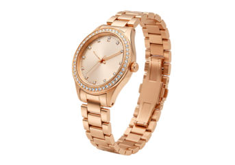 Classic men's silver chronograph watch with a clean white dial, blue hands, and a rich brown leather strapon transparent background.