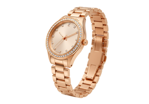 Classic men's silver chronograph watch with a clean white dial, blue hands, and a rich brown leather strapon transparent background.