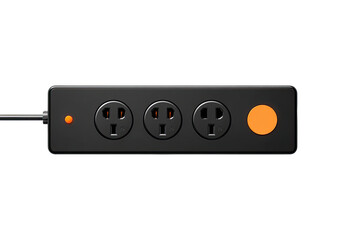 Fototapeta premium Black power strip with three outlets and orange indicator