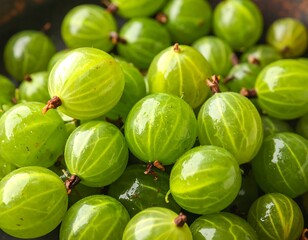 Close-up of fresh green gooseberries
