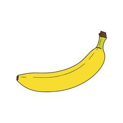 A cheerful yellow banana illustration, symbolizing tropical fruits, healthy snacks, and energy