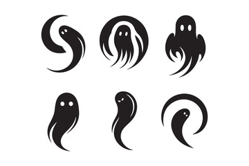 Halloween scary ghosts silhouette