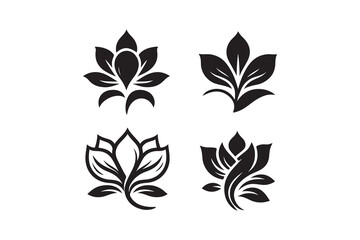 Set black and white floral elements