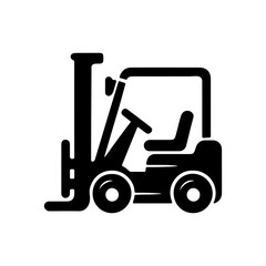 Simple forklift machinery symbol in a clean style provides a modern logistics or construction graphic element with strong brand potential.