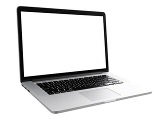 Fototapeta premium Silver laptop with blank screen for presentations, and web design on transparent background