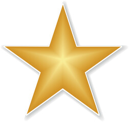 Gold star. Golden Christmas star isolated on white background. Nice illustration of a 3d look Gold star on white background. Star vector collection.