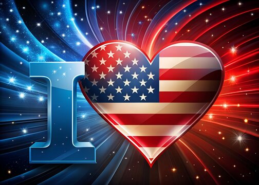 I love usa heart with american flag and patriotic background
