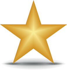 Gold star. Golden Christmas star isolated on white background. Nice illustration of a 3d look Gold star on white background. Star vector collection.