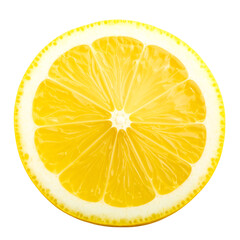 Vibrant yellow lemon slice, citrus fruit, refreshing and juicy on transparent background