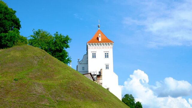 View of restored medieval castle of Stefan Batory, King of Poland