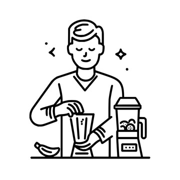 man making smoothie black and white clip art preview