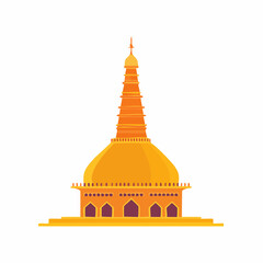 Naklejka premium Golden spiritual architecture illustration of a traditional temple building