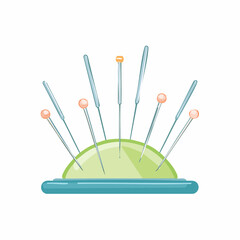Elegant Acupuncture Needles on Pin Cushion Symbolizing Traditional Healing and Wellness Therapy