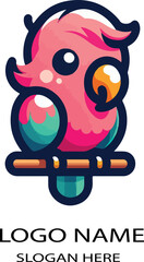Cute Baby Parrot African Safari Animal logo icon vector white background .