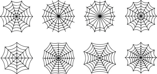  collection of spiderweb shapes isolated on white background for halloween decorations and scary designs, perfect for spooky and creepy themes