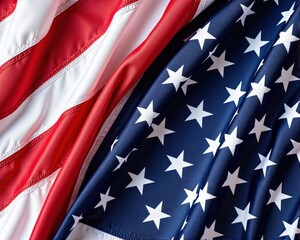 Fototapeta premium Waving American Flag with Realistic Texture, Lighting, and Patriotic Detail in High Resolution