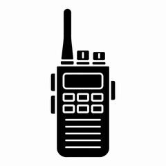 Walkie Talkie Radio Silhouette Icon – Black Vector Communication Device

