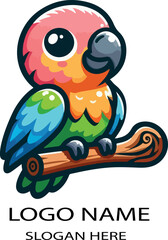 Cute Baby Parrot African Safari Animal logo icon vector white background .