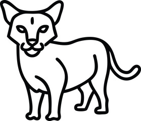 african golden cat line arts with white background