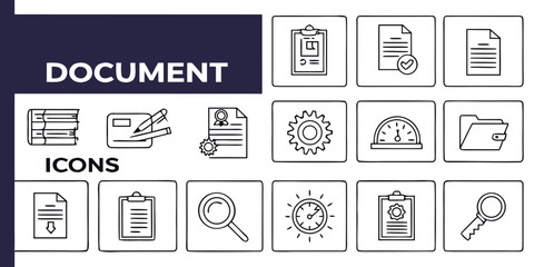 Fototapeta premium Set of 14 document icons vector