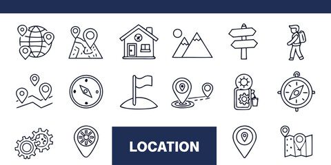 Fototapeta premium Set of 16 location icons vector