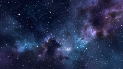 Obraz premium Stunning deep space nebula with vibrant purple, blue and pink colors scattered with bright stars creating magnificent cosmic universe background