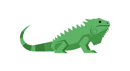 Obraz premium Stylized depiction of a green iguana in a simplified design showcasing reptilian features and geometric shapes against a clean white background