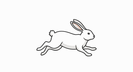 Fototapeta premium Dynamic white rabbit leaping with energy and grace across a clean background illustration