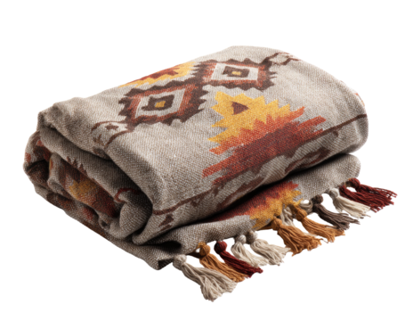 Folded blanket with Southwestern-style pattern
