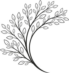 Minimalist Branch with Leaves on White, Elegant Design Element