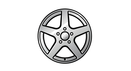 Obraz premium Stylized Five-Spoke Alloy Wheel Rim Illustration on White Background, Providing Clean Aesthetic View 97