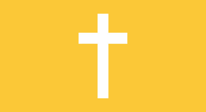Simple Symbolism: A Crisp White Cross on a Golden-Yellow Backdrop Illuminates Faith